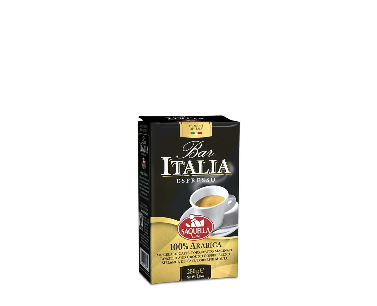 Włoska kawa mielona - Saquella Arabica Bar Italia [250g] - Mieszanka naturalnej kawy palonej i mielonej - 250g kawy mielonej zapakowanej próżniowo - 1