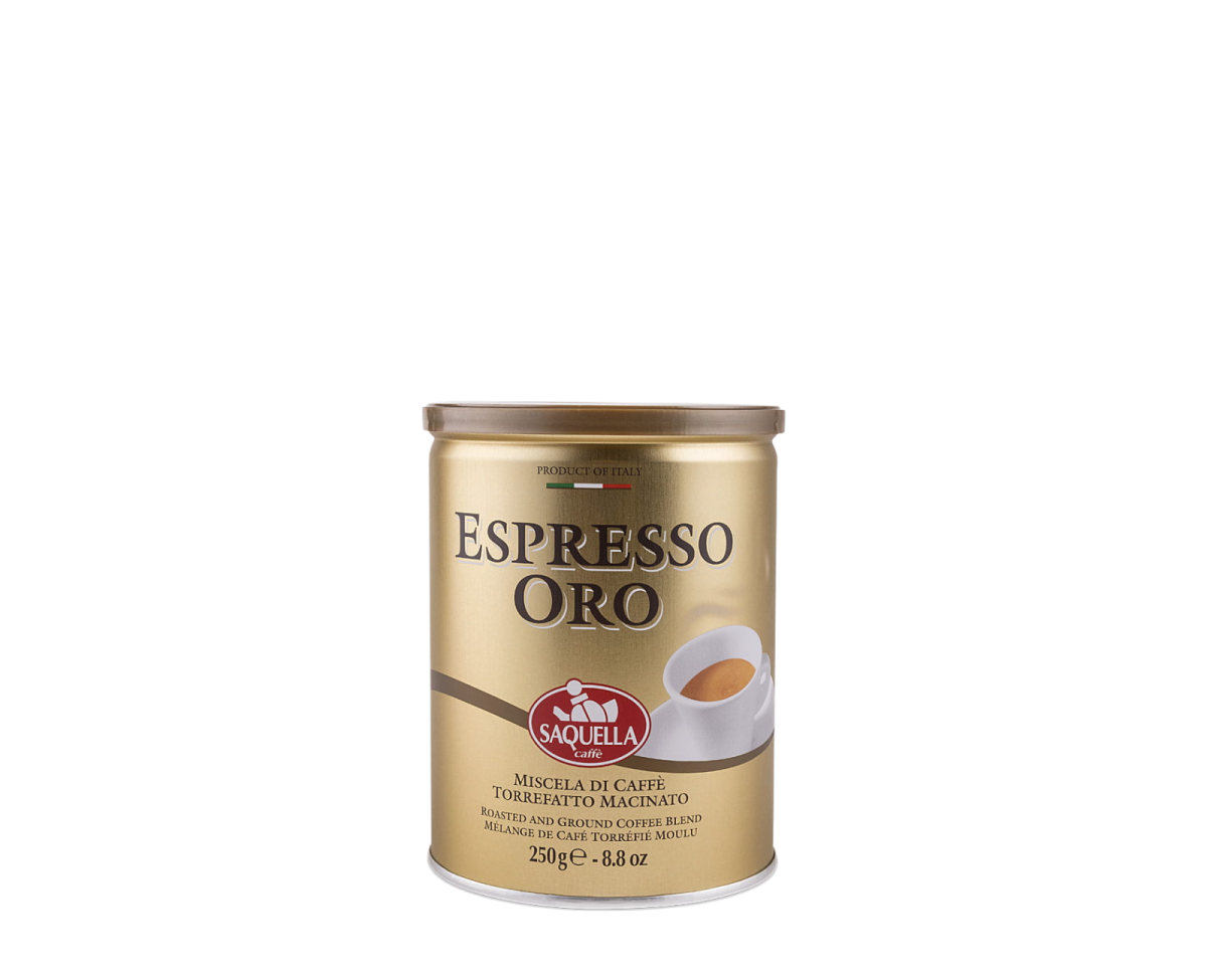 Kawa mielona w puszce - Saquella Espresso Oro [250g] - Mieszanka naturalnej kawy palonej i mielonej.    250g kawy mielonej w puszce - 1