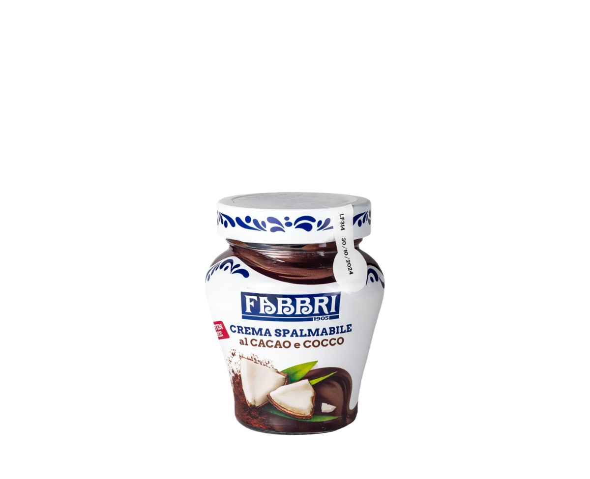 Fabbri Crema Spalmabile al Cacao e Cocco [200g] - włoski Krem do smarowania o smaku kakao i kokosa -  KREM CZEKOLADOWY KOKOSOWY - 1