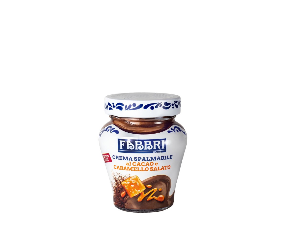 Fabbri Crema Spalmabile al Cacao e Caramello Salato [200g] WŁOSKI KREM KAKAOWY do smarowania - krem czekoladowy SŁONY KARMEL - Krem do smarowania o smaku kakao i słonego karmelu 1
