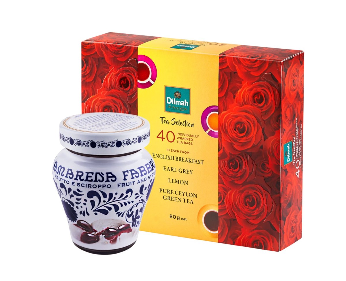 Na prezent - Zestaw Herbaty Czarne i Zielone + Fabbri Amarena  - Zestaw Czarnych i zielonych Herbat Dilmah i Amarena Fabbri 230g -1